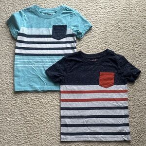 Cat & Jack Boys' Short Sleeve Striped Pocket Tees - Aqua, Navy & Rust